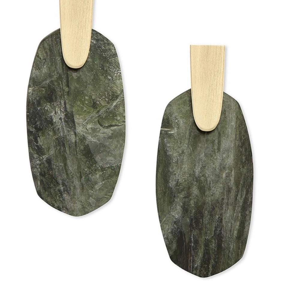 Kendra Scott Aragon Sage Mica&14K Gold Plated Drop Earrings NWT